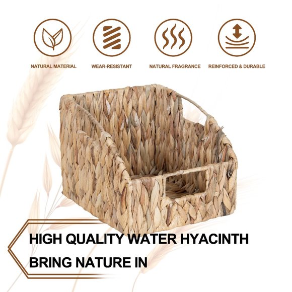 NEW Set of 2 - Water Hyacinth Sloped Storage Basket - Picture 3 of 5